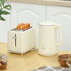 Digital Stainless Steel Kettle and Toaster Set, 1.5L 3000W Fast Boil Kettle, 2 Slice Toaster with 7 Level Browning Controls, Defrost, Reheat, Keep Warm, Crumb Tray and LED Touch Display, Beige