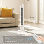 96 cm Tower Fan with WiFi App Control, Standing Floor Fan with 3 Speed 4 Modes, 12 Hour Timer and Night Light White