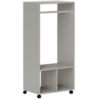 Open Wardrobe on Wheels, Bedroom Wardrobe with Clothes Hanging Rail, 2 Storage Shelves, Mobile Garment Rack for Cloakroom, Hallway, Grey