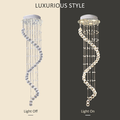 Modern Crystal Chandelier Ceiling Light Pendant Lamp Chrome Finish Glass Droplets New, for Living Room, Bedroom, Hallway, ?30 x 120cm