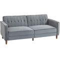 HOMCOM Velvet-Feel Three-Seater Sofa Bed with Wooden Legs, 300 kg - Dark Grey