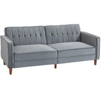 HOMCOM Velvet-Feel Three-Seater Sofa Bed with Wooden Legs, 300 kg - Dark Grey