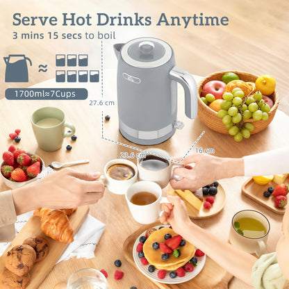 Sleek Textured Kettle and Toaster Set - Grey