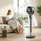 20 dB Silent Standing Fan for Bedroom, 42" Pedestal Fan with Remote, 90° Oscillating, 8 Speeds, Remote Control, Grey