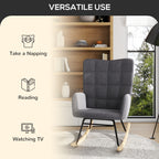 HOMCOM Berber Fleece Nursery Glider Rocker for Nursing, Wingback Rocking Chair for Living Room, Dark Grey