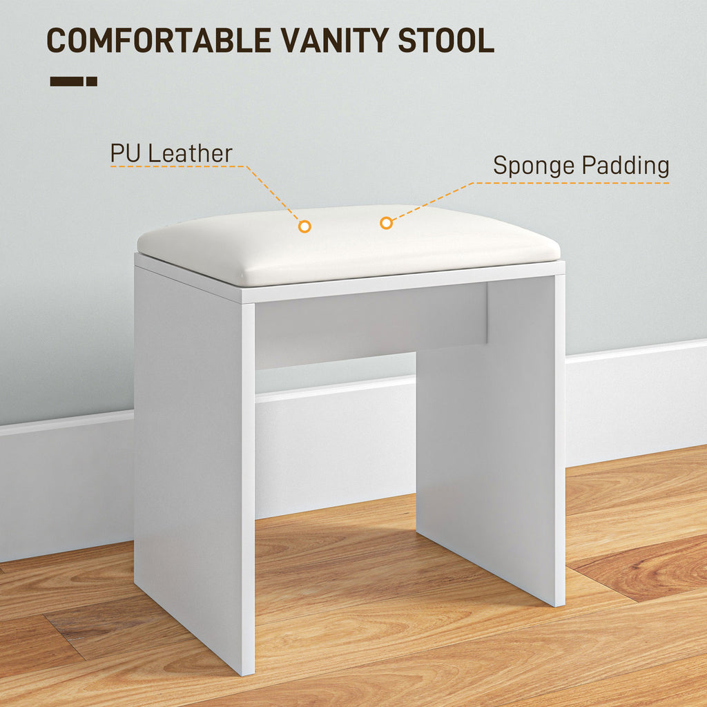 HOMCOM Dressing Table and Stool Set, with Storage - White