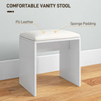 HOMCOM Dressing Table and Stool Set, with Storage - White
