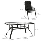 Outsunny Seven-Piece Garden Dining Set with Cushions - Black