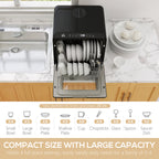 6L Five-Mode Tabletop Dishwasher - Black