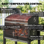 Outsunny Charcoal Grill, with Height-Adjustable Coal Pan - Black