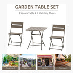 Outsunny 3 Piece Foldable Garden Bistro Set Patio Furniture Set with Table and 2 Chairs for Conservatory Balcony Terrace, Grey