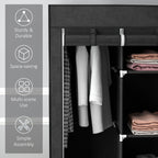 Foldable Fabric Wardrobe for Bedroom, Portable Wardrobe with 5 Shelves, 2 Hanging Rails and 3 Fabric Drawers, Black