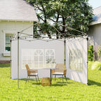 Outsunny Gazebo Side Panels, Sides Replacement with Window for 3x3(m) or 3x4m Pop Up Gazebo, 2 Pack, White