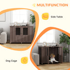 PawHut Dog Crate Table for Medium and Large Dogs with Magnetic Door for Indoor Use, 114 x 60 x 82 cm, Purple