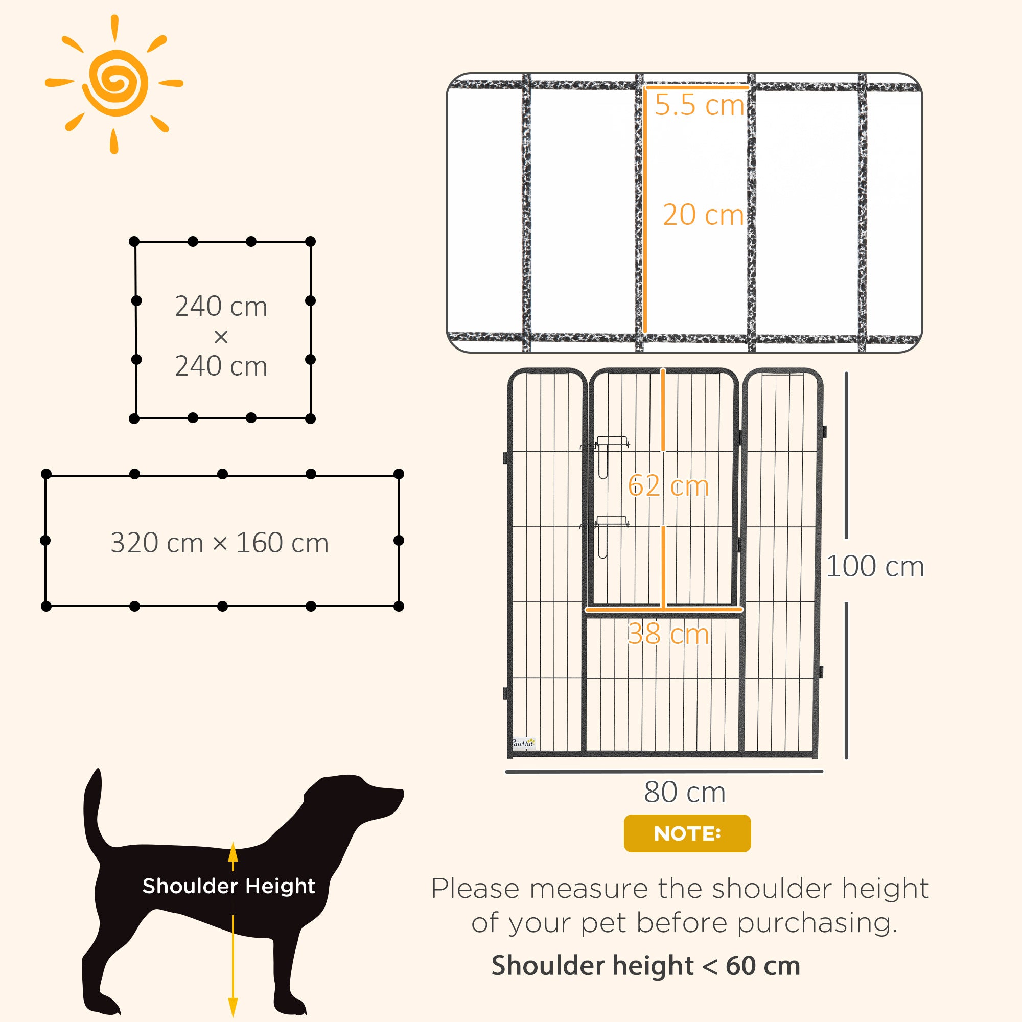 PawHut 12 Panels Heavy Duty Puppy Playpen, for Small Dogs, Indoor and Outdoor Use - Silver