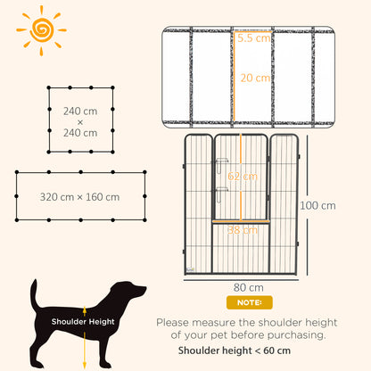 PawHut 12 Panels Heavy Duty Puppy Playpen, for Small Dogs, Indoor and Outdoor Use - Silver