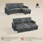 HOMCOM Pull Out Sofa Bed with 113 x 49cm storage space - Charcoal Grey