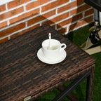Outsunny PE Rattan Garden Side Table, Outdoor Coffee Table with X-Shape Frame, Mixed Brown