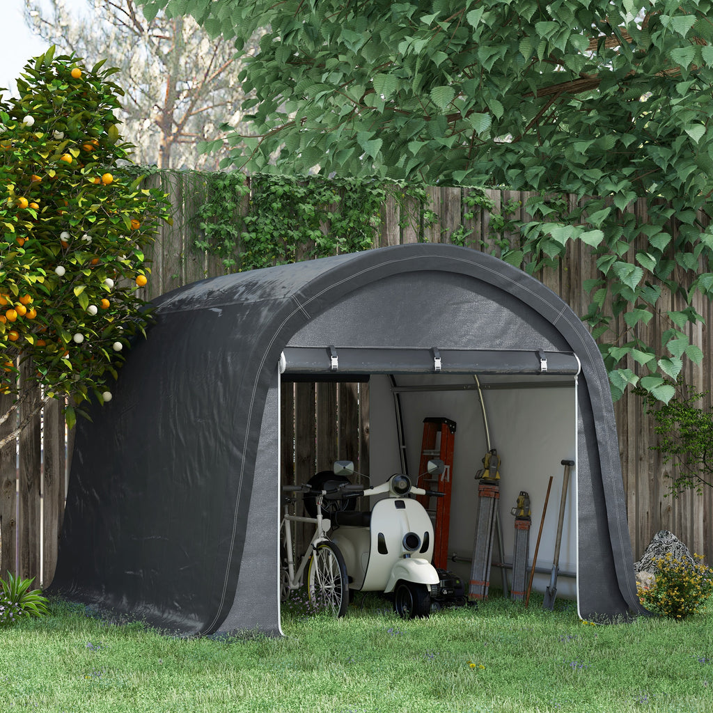 Outsunny 3 x 3(m) Garden Storage Tent, Heavy Duty Outdoor Shed with 2 Doors, Waterproof Portable Shed Storage Shelter with Galvanised Steel Frame for Bike, Motorcycle, Garden Tools, Grey