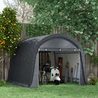 Outsunny 3 x 3(m) Garden Storage Tent, Heavy Duty Outdoor Shed with 2 Doors, Waterproof Portable Shed Storage Shelter with Galvanised Steel Frame for Bike, Motorcycle, Garden Tools, Grey