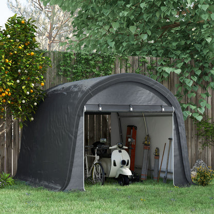 Outsunny 3 x 3(m) Garden Storage Tent, Heavy Duty Outdoor Shed with 2 Doors, Waterproof Portable Shed Storage Shelter with Galvanised Steel Frame for Bike, Motorcycle, Garden Tools, Grey