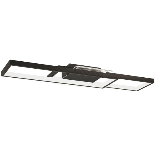 LED Ceiling Light, Modern Dimmable Ceiling Light with Wall Switch & Remote Control, Flush Mount Fixture Lamp with 3000-6000K Colour Temperatures for Living Room, Bedroom, Black