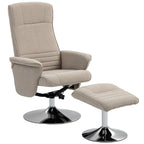 HOMCOM Swivel Recliner Chair with Footstool, Velvet Recliner Armchair with Ottoman, Steel Base, Upholstered Reclining Chair for Living Room, Bedroom, Office, Beige