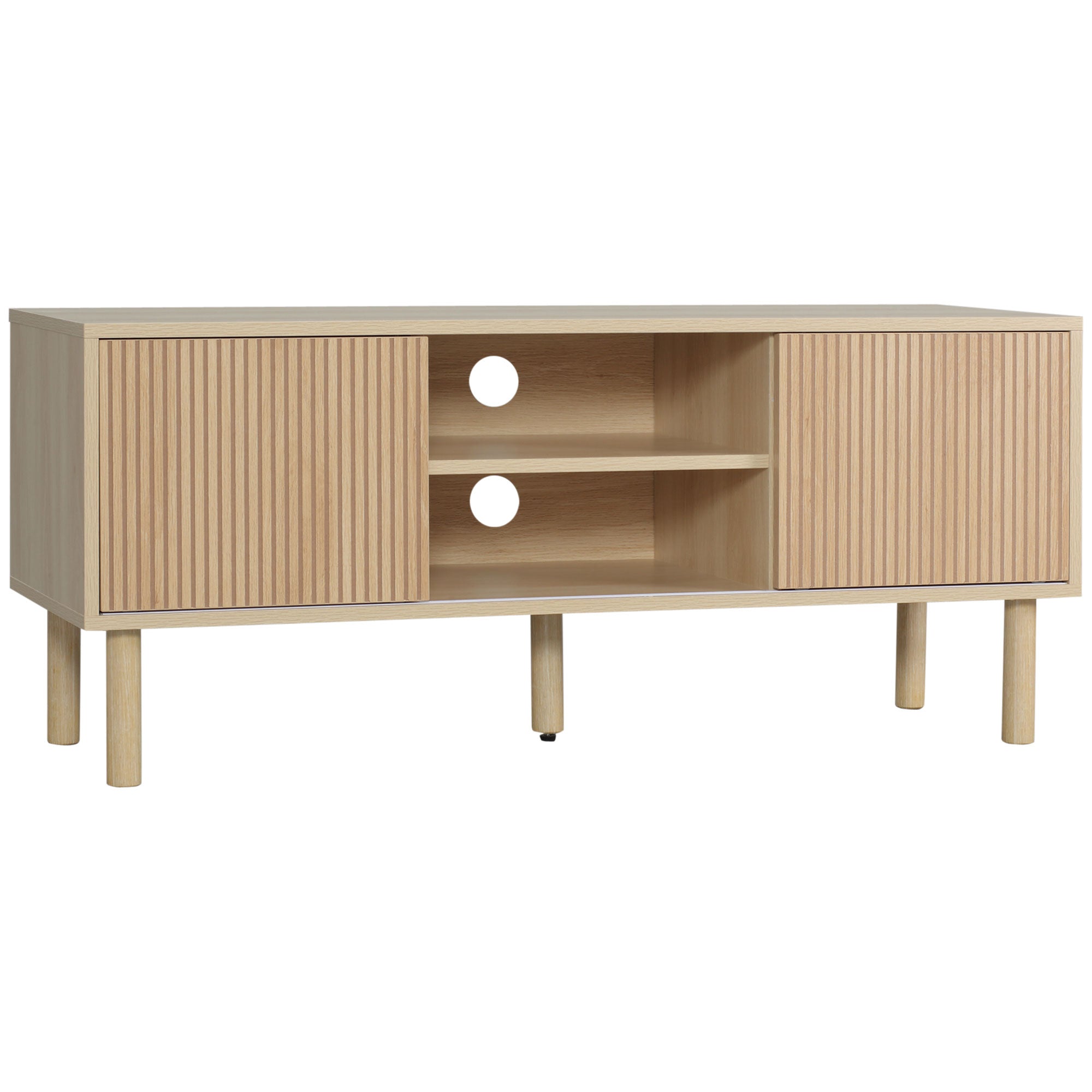 Sliding Door TV Cabinet Stand - Oak Wood-Effect