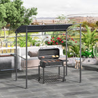 Outsunny 2.2 x 1.5 m BBQ Grill Gazebo Tent, Garden Grill with Metal Frame, Curved Canopy and 10 Hooks, Outdoor Sun Shade, Grey