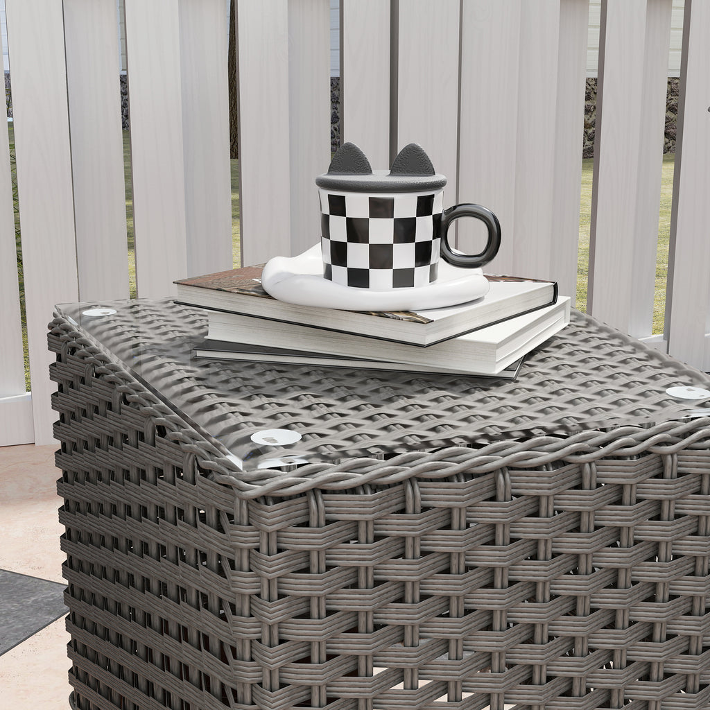 Outsunny Three-Piece Super Padded Rattan Set - Light Grey