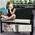 Outsunny Two-Seater Rattan Garden Bench - Beige