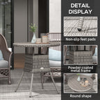 Outsunny 70 cm Wood-Effect Rattan Garden Table - Grey