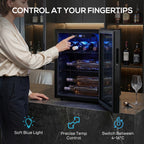 16 Bottle Wine Cooler, 48 Litre Capacity, 4-16°C Tabletop Counter Drinks Wine Fridge with Glass Door, LED Light, Black