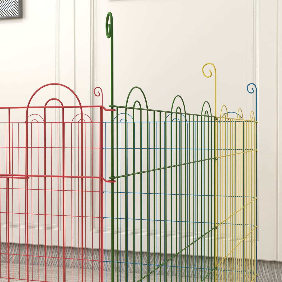 PawHut Pet Playpen Crate, with Eight Panels, Door, for Indoors and Outdoors, 60H x ?156cm
