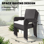 Outsunny 7 Piece Rattan Garden Furniture Set, 6 Seater Garden Table and 6 Stackable Chairs with Extendable Acacia Wood Tabletop