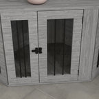 PawHut 2 in 1 Dog Crate Furniture Side Table with Cushion for Medium Dogs, 104 x 55 x 63cm - Grey