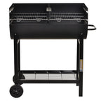 Outsunny Steel 2-Grill Charcoal BBQ w/ Wheels Black