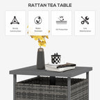 Outsunny Outdoor Rattan Wicker Coffee Table w/ Umbrella Hole Suitable for Garden Garden