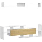 TV Cabinet with Wall Shelf for Wall-Mounted 65" TVs or Standing 40" TVs - White and Natural