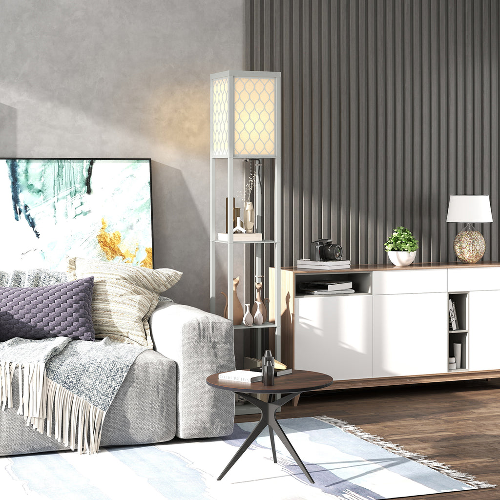 Three-Shelf Standing Lamp - Grey/White