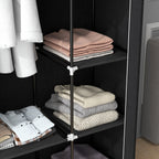 Fabric Wardrobe w/ Shelves Hanging Rail Foldable Wardrobe Black