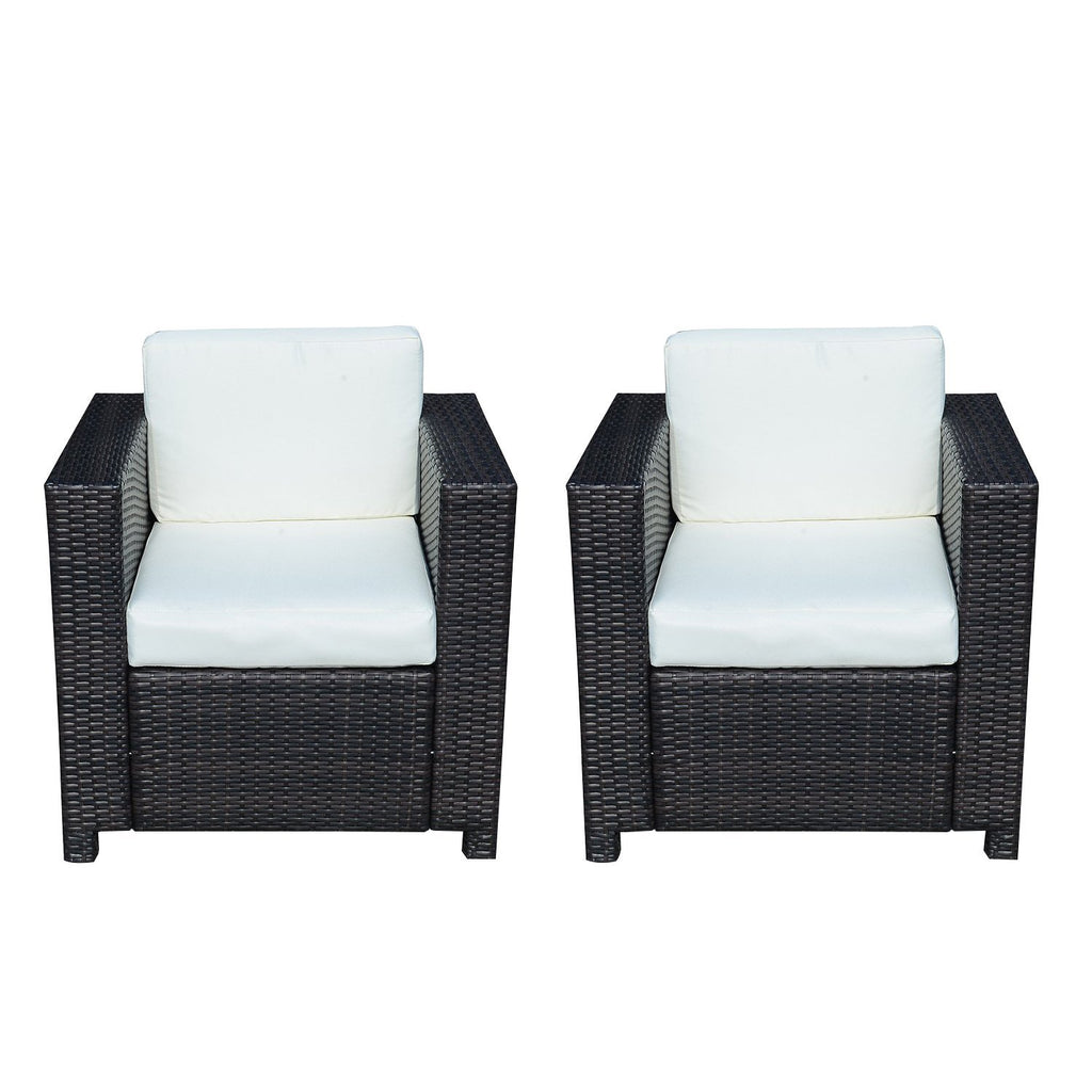 Outsunny 2 Rattan Garden single Seater Chair All Weather Wicker Weave Single Sofa chair armchair Patio Black