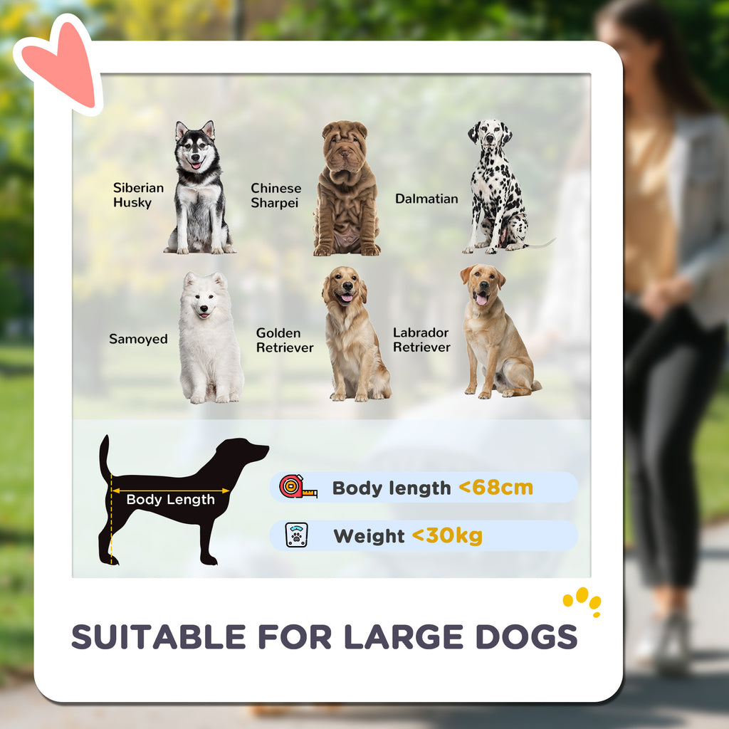 PawHut Foldable Pet Stroller for Large Dogs with 4 Big Wheels, Shock-Absorbing Frame, Safety Leashes, Brakes, Dark Grey