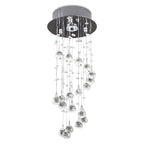 Metal Crystal Ceiling Light Chandelier Elegant Pendant Lamp Living Room Stairway Spiral Rain Drop Pendant Lamp Silver