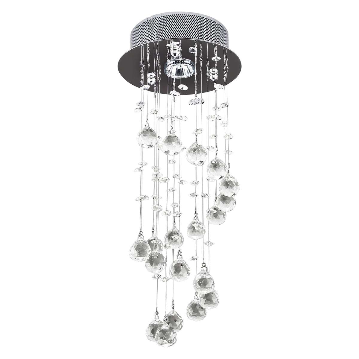Metal Crystal Ceiling Light Chandelier Elegant Pendant Lamp Living Room Stairway Spiral Rain Drop Pendant Lamp Silver
