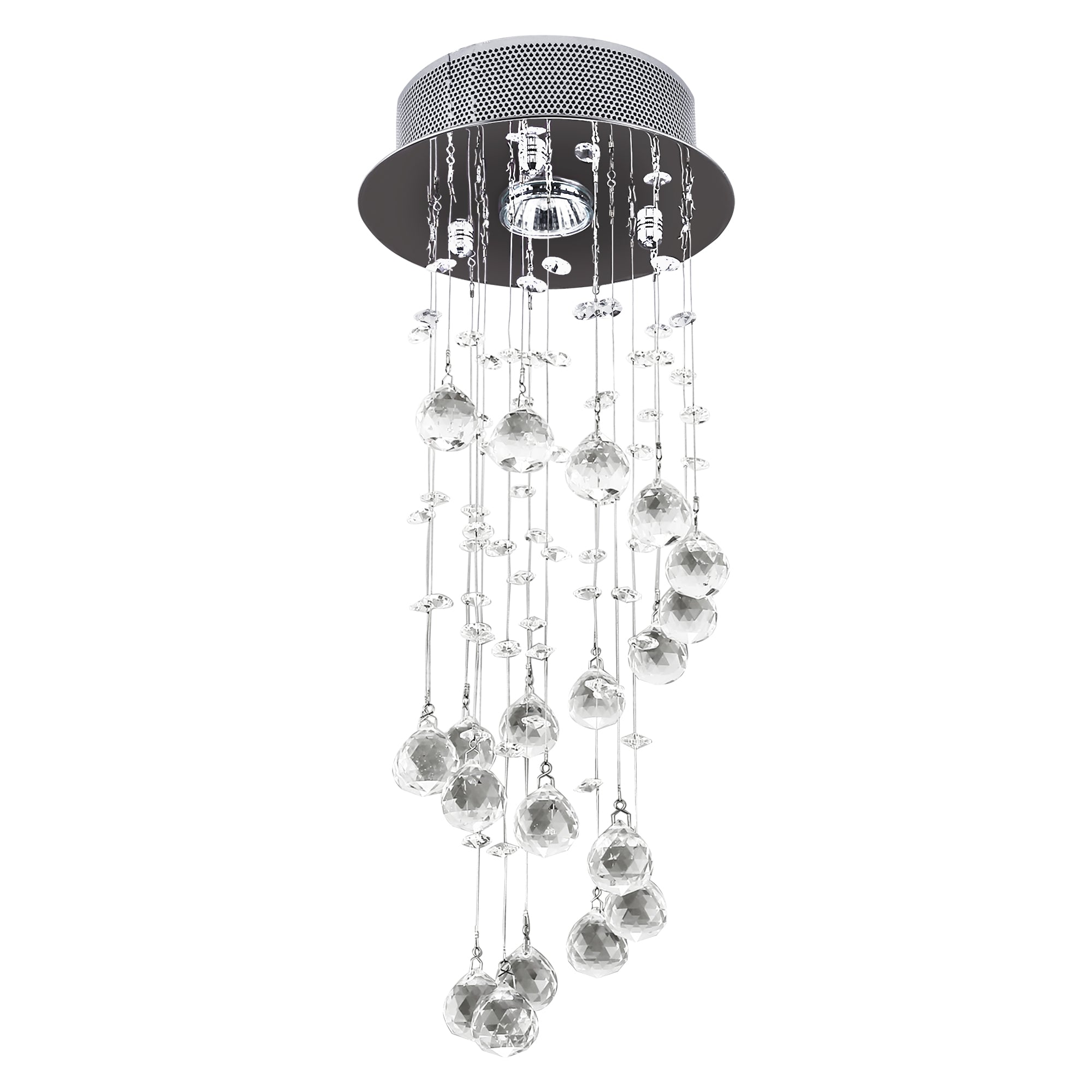 Metal Crystal Ceiling Light Chandelier Elegant Pendant Lamp Living Room Stairway Spiral Rain Drop Pendant Lamp Silver
