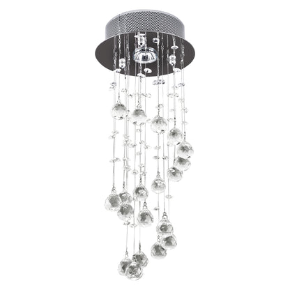 Metal Crystal Ceiling Light Chandelier Elegant Pendant Lamp Living Room Stairway Spiral Rain Drop Pendant Lamp Silver