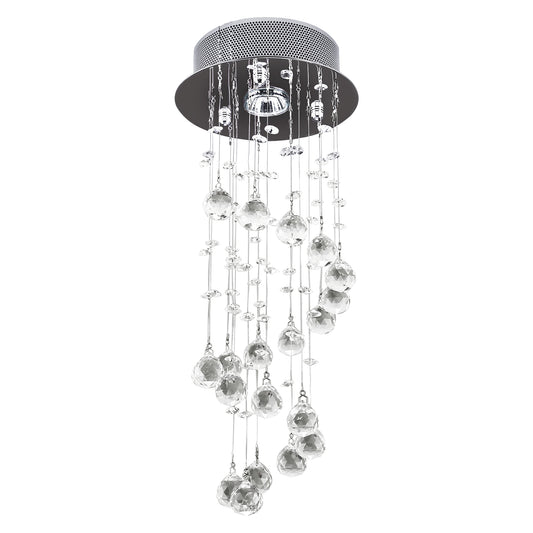 Metal Crystal Ceiling Light Chandelier Elegant Pendant Lamp Living Room Stairway Spiral Rain Drop Pendant Lamp Silver