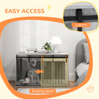 PawHut 46.46'' Dog Crate Furniture with Removable Cushion & Security Latch for Extra Large Dogs - Grey
