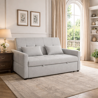 Three-Way Two-Seater Sofa Bed - Light Grey